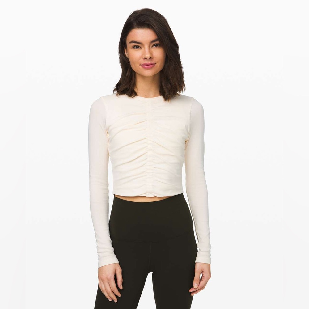 Lululemon Find your Feeling Long Sleeve Gathered Ruched Crop Top Activewear Gym